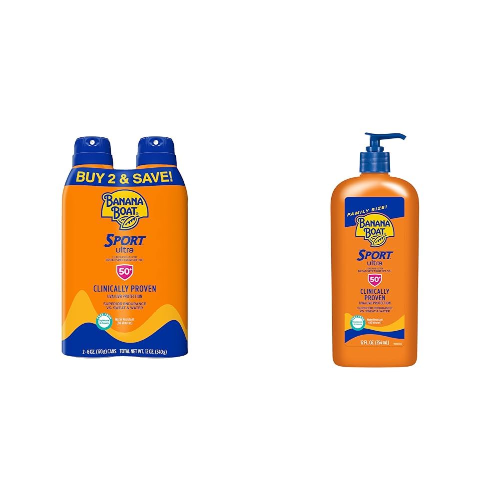 Banana Boat Ultra Sport Reef Friendly Sunscreen Spray Sport Ultra SPF 50 Sunscreen Lotion 6 Oz Pack of