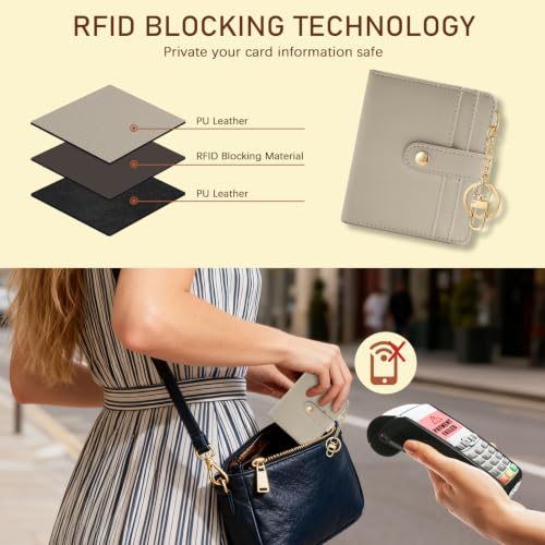 Image of Jogjam Grey Small Women Wallet, Rfid Slim Thin Compact Credit Card Holder | PU Leather Bifold Cash Zipper Coin Pocket ID Window, for Female Ladies Teen Girls Girly Gifts