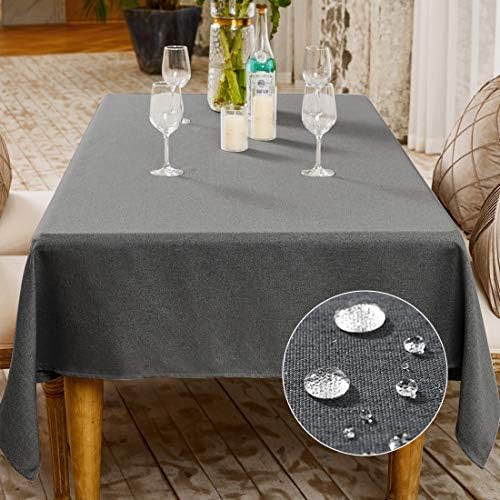 BALCONY & FALCON Rectangle Shiny Faux Linen Table Cloth, Washable Table Cover for Kitchen Dinning Tabletop Buffet Decoration, Wipeable Table Protector, Large Oblong Tablecloths