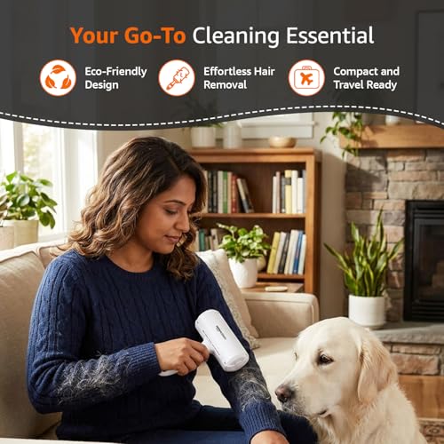 Image of Amazon Basics Reusable Pet Hair Remover Roller for Dogs and Cats | Double-Layer Electrostatic Brush | Portable and Eco-Friendly | Multi-Surface Cleaner for Sofas, Carpets and Clothes
