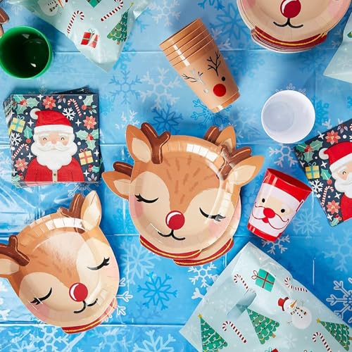 Image of BLUE PANDA 3 Pack Blue Snowflake Plastic Tablecloths for Christmas Party Supplies, 108 x 54 inch Rectangular Xmas Winter Holiday Snowy Table Covers, Fun Festive Christmas Party Decorations