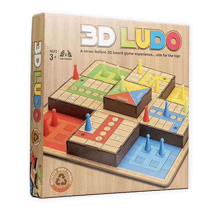 Dhairya D Enterprise 3D Ludo Game Board Game Made with Wooden | 3-Dimensional Ludo Toy Box | Ludo Pack Includes 1 Playing Board , 1 Dice , 16 Pegs (B0BPQV6NZ5) Amazon Price History, Amazon Price Tracker
