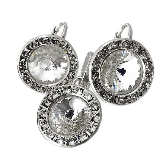 Conjunto de pendientes colgante cristal ARANDE plata antialérgica