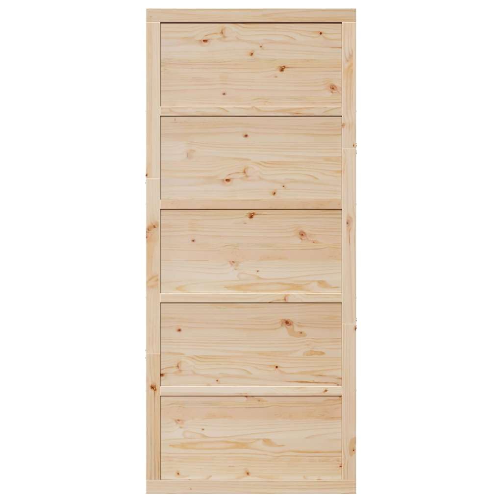 vidaXL Porte de Grange Naturel 80 x 2,5 x 208 cm Bois de pin Massif, Porte coulissante Moderne en pin Super Fonctionnelle, Parfaite comme entrée ou comme séparateur de pièce