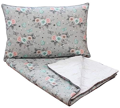 ECO zestaw pościeli dla niemowląt z naturalnej bawełny łóżko do łóżeczka dziecięcego kołdra + poduszka (kołdra 120 x 150 cm + poduszka 40 x 60 cm, szara)