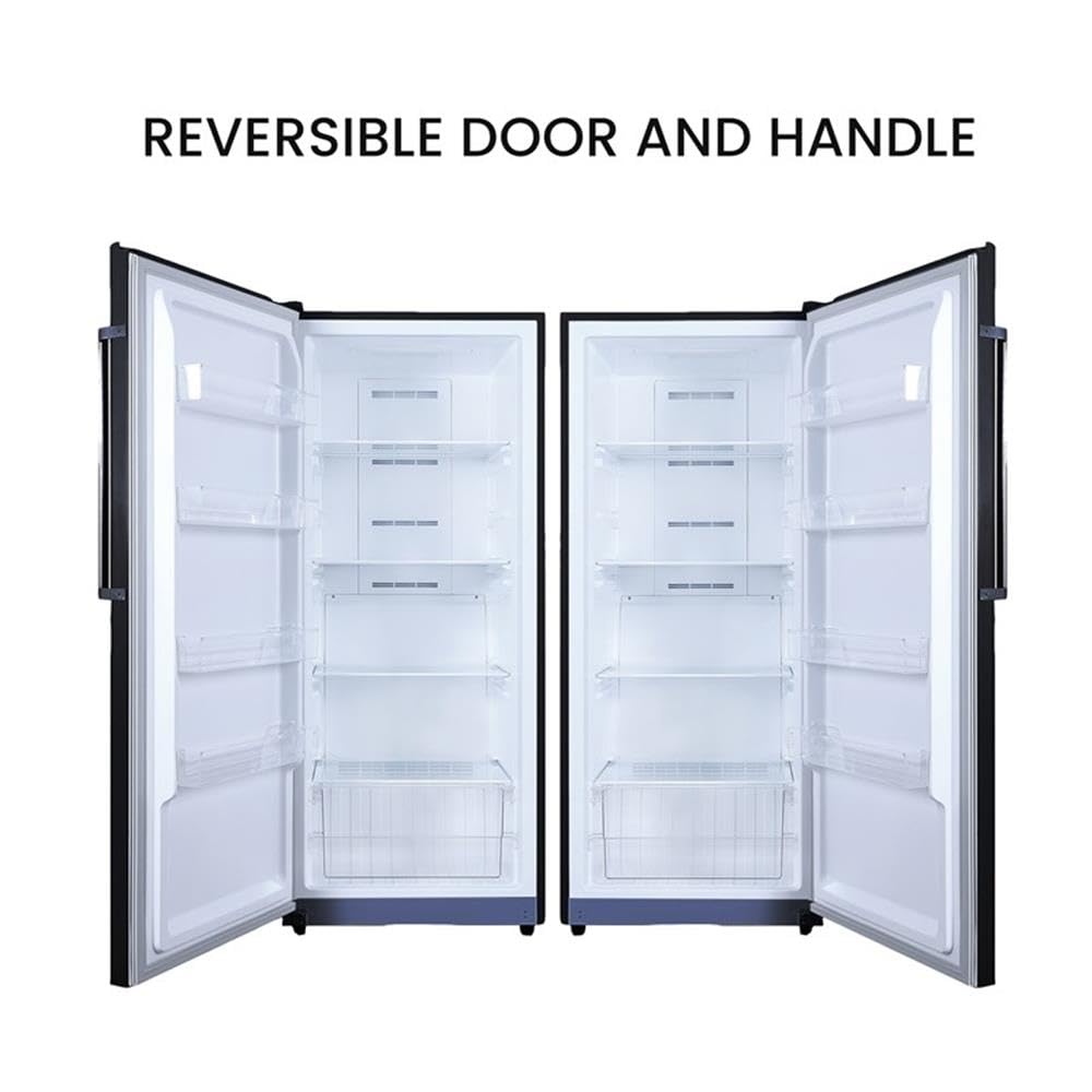 Pemberly Row 14 Cu.Ft Convertible Upright Freezer/Refrigerator - Black on Fridge.com - View 2