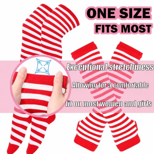Image of Black and White Striped Arm Leg Warmers Sleeves Set Rainbow Socks Knee High Fingerless Gloves Hand Thigh Warm
