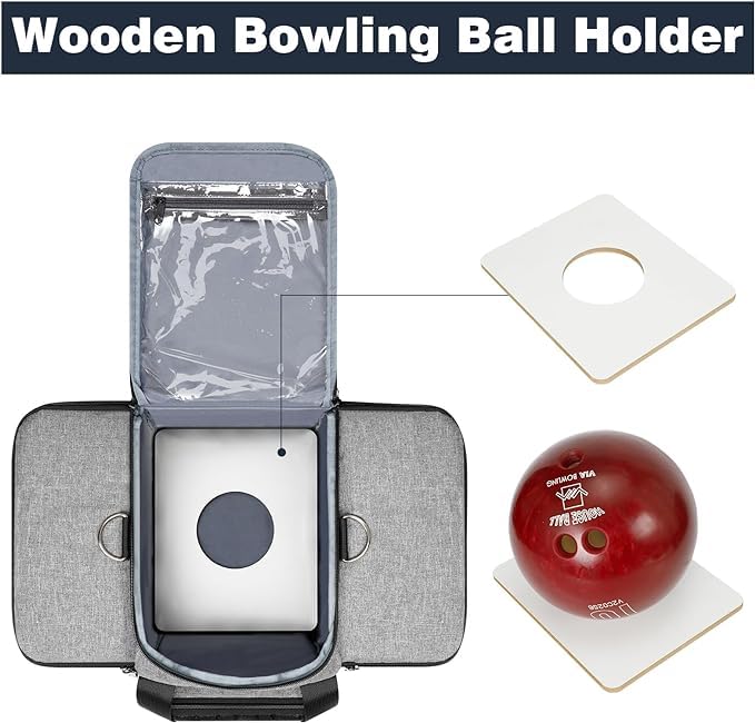 Bolsas para bowling para 1 bola y zapatos, bolsas de bolos con soporte para bolas de madera y 2 bolsillos de almacenamiento adicionales, bolsas de bolos resistentes para zapatos de bolos de hasta la