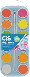 Aquarela Escolar Cores Candy Colors CIS, Estojo Com 12 Cores + Pincel