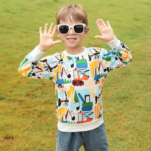Image of GFQLONG Toddler Boy Sweatshirt 2T 3T 4T 5T Long Sleeve Shirts Boys Sweater | cotton Dinosaur Cartoon Pullover Crewneck Sweatshirt,toddler boy sweaters tops,kids fall winter clothes