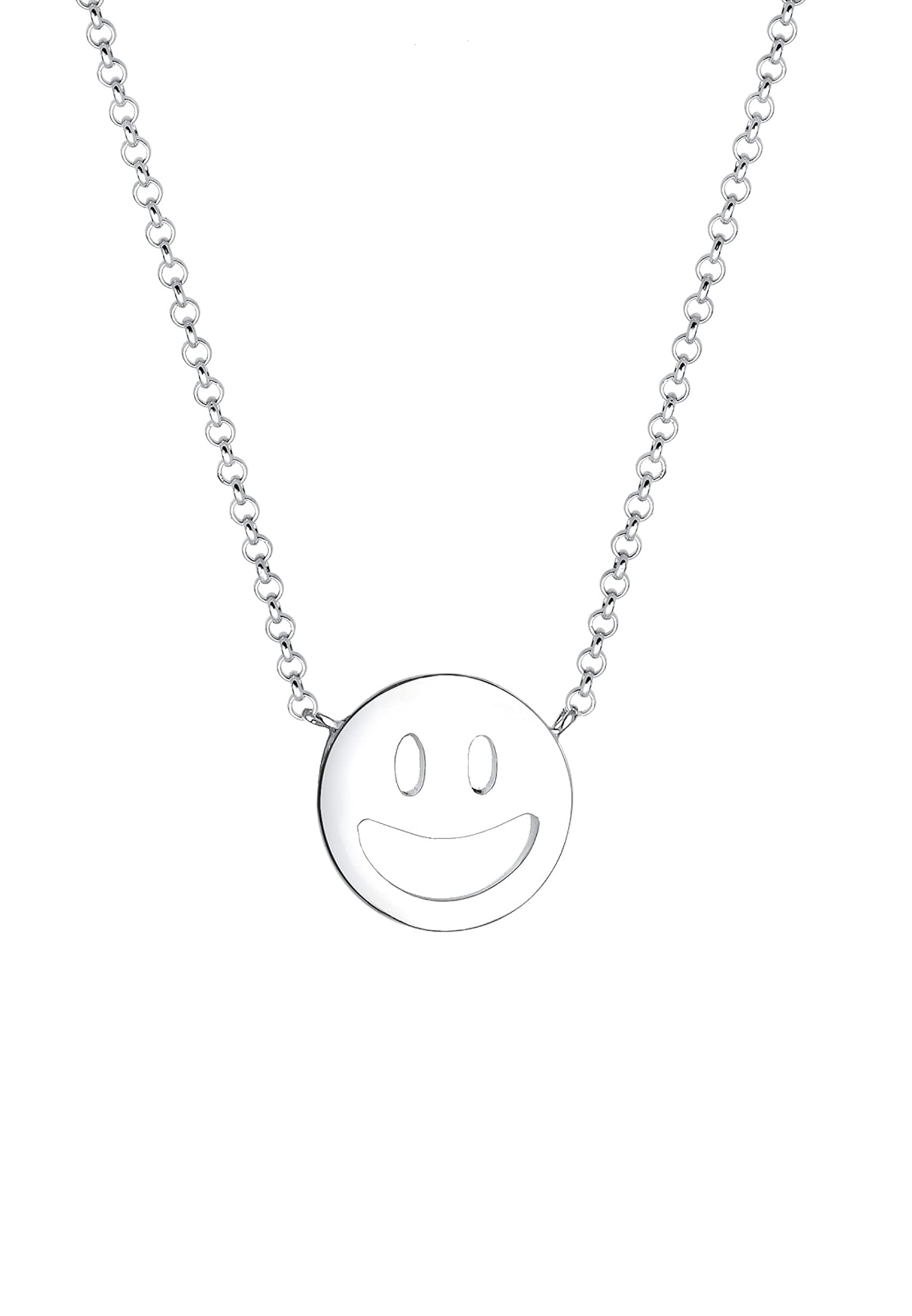 Elli Women Silver 925 Sterling Silver Smiley Necklace of Length 45cm