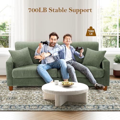 Image of Kidirect 70in Corduroy Couch, Sofas for Living Room No Tool Assembly, Comfy Couches for Living Room 21in Deep Seats, Oversized Loveseat Sofa with 2 Pillows, 3 Seater Couch for Bedroom, Oliver Sofa