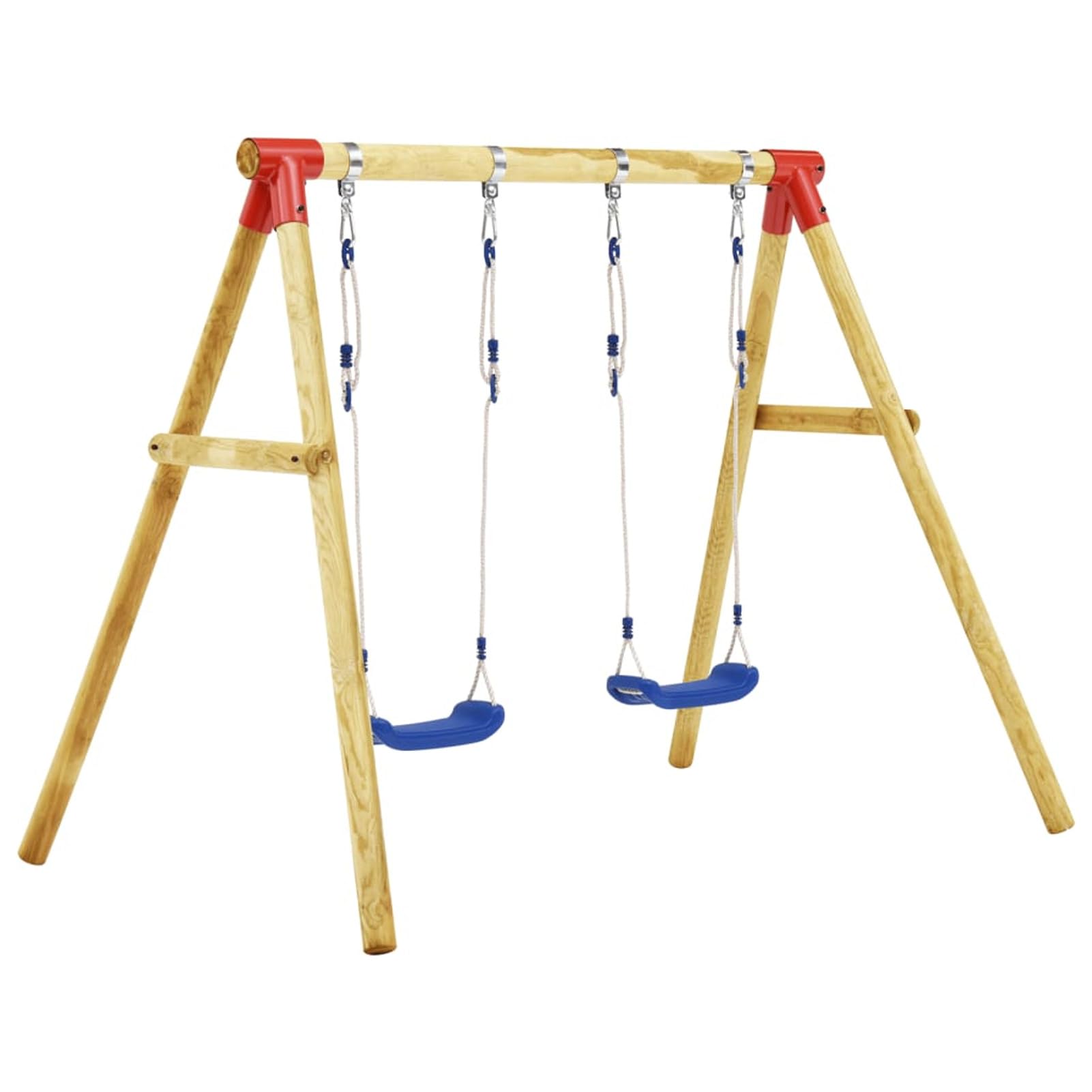 Homgoday Columpio de Madera para Exterior con 2 Asientos - Resistente a la Intemperie, Seguro para Niños