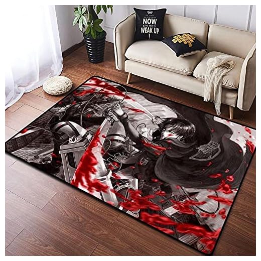 Shangguandongyue Attack on Titan Anime Rug Popular Anime Area Rugs Slip Stain Resistant Soft Carpet for Boys Girls Gaming Desk Home Decor Non-Slip Doormats 60x90cm-A_80X120CM