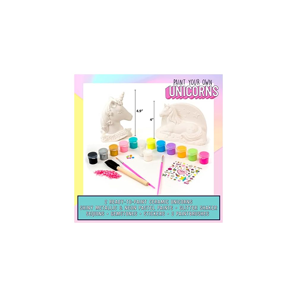 it’s so me! paint your own unicorns – diy ceramic unicorn kit – arts and crafts kits great birthday party activities for kids ages 6, 7, 8, 9