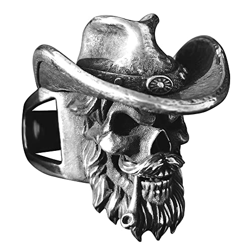 Lxury Details Smoking Beard Pirate Skull Rings for Men Death Gothic Jewelry