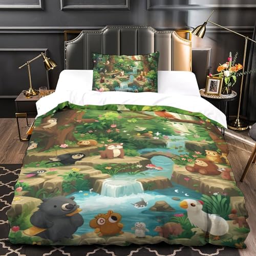 Parure de couette jungle 135x200cm anti-pli en microfibre respirante - 4