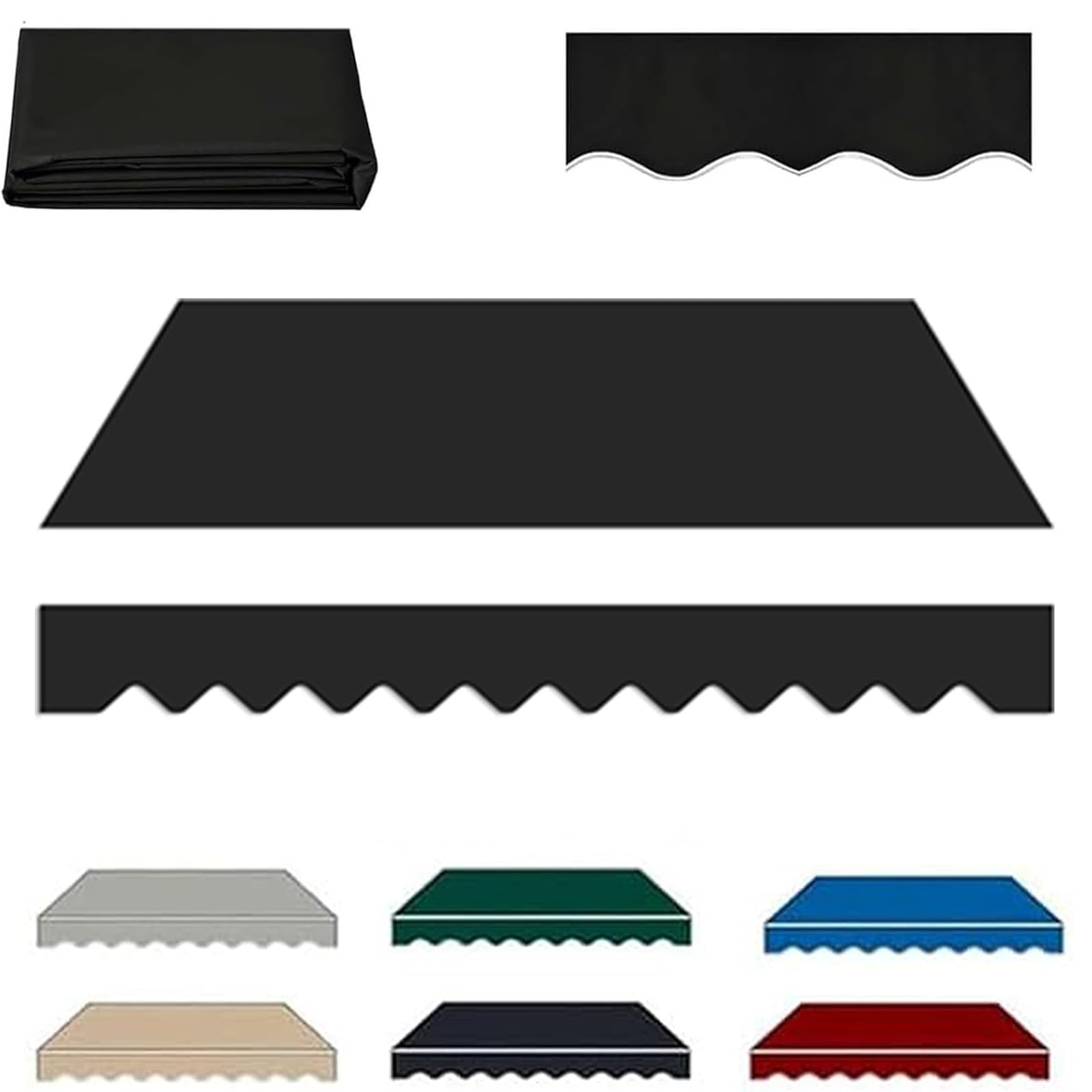 ROFBIHG Retractable Patio Awning Replacement, Heavy Duty Outdoor Canopy Top Cover, UV & Water-Resistant Polyester Replacement Canvas for Awnings, Balcony, Yard(Black,6.5x1.5m(21.3x5ft))