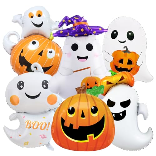 Ghost Balloons and Pumpkin Balloons Set Halloween Foil Balloons For Halloween Party Supplies Ghost Decorations Halloween Photo Props Hanging Indoor Outdoor Decor