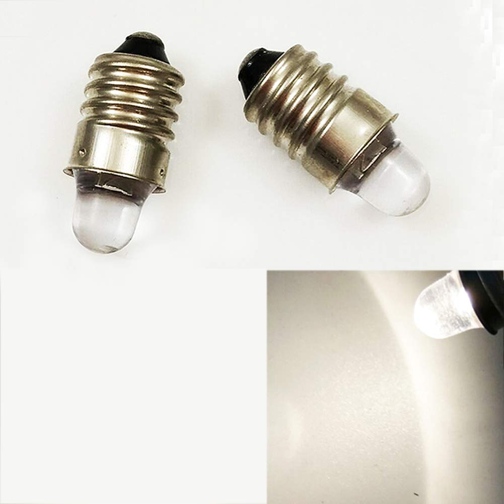 Eiyyreled Warm White 4 X E10.3v 3V 4.5V 6V 0.5W 0.75W 6000K Led Light Bulb For Flashlight Mini Headlamp