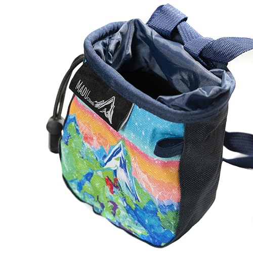 Madu Climb Rock Climbing Bag Sport Climb Chalk Pouch with Zippered Pocket, Brush Holder