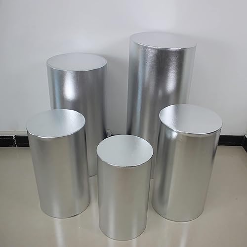 Miniatura 9 de Fundas de soporte de cilindro de fiesta para soportes de pedestal de cilindro de metal, cubierta elástica de bronce para fiestas, cumpleaños, bodas