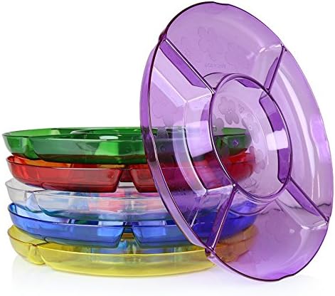 (Set of 6) Plastic 5 Section Divided Serving Tray/Compartment Party Appetizer Platter