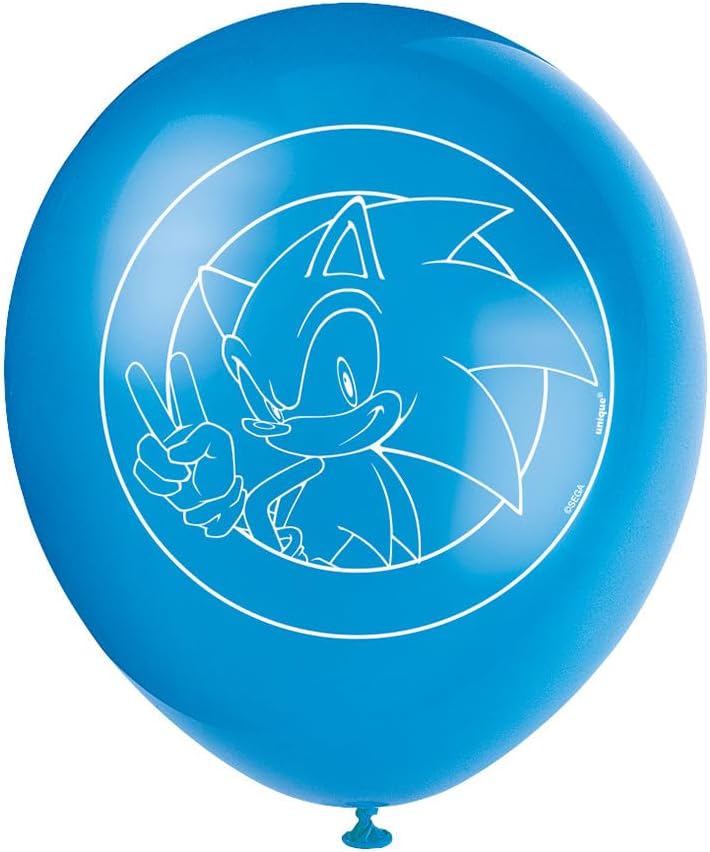 Sonic the Hedgehog Assorted Colors Printed Latex Balloons - (12") Pack of 8 - Perfect Decorations for Birthday Parties and Sonic-Themed Celebrations