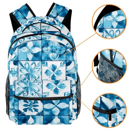 Sac à dos bleu sarcelle géométrique pour ordinateur portable ado - 3