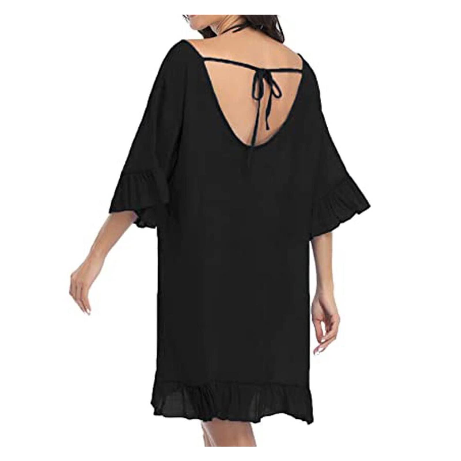 ZZSRJ Copertina da Bagno Femminile in Spiaggia Solid Summer Swimsuit Beach Dress Cape Beach Swimwear Cape (Color : White, Dimensione : M)