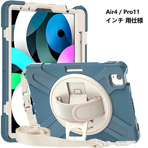 カラフル iPad 第9世代 10.2インチ ケース 斜め掛け 360°回転 スタンド ショルダーストラップ ハンドベルト 第8世代 第7世代 iPad 10.2ケース ペンホルダー付き 頑丈 お洒落 格好いい 耐衝撃 シリコン カバー (iPad7/8/9（10.2インチ）, オレンジ)