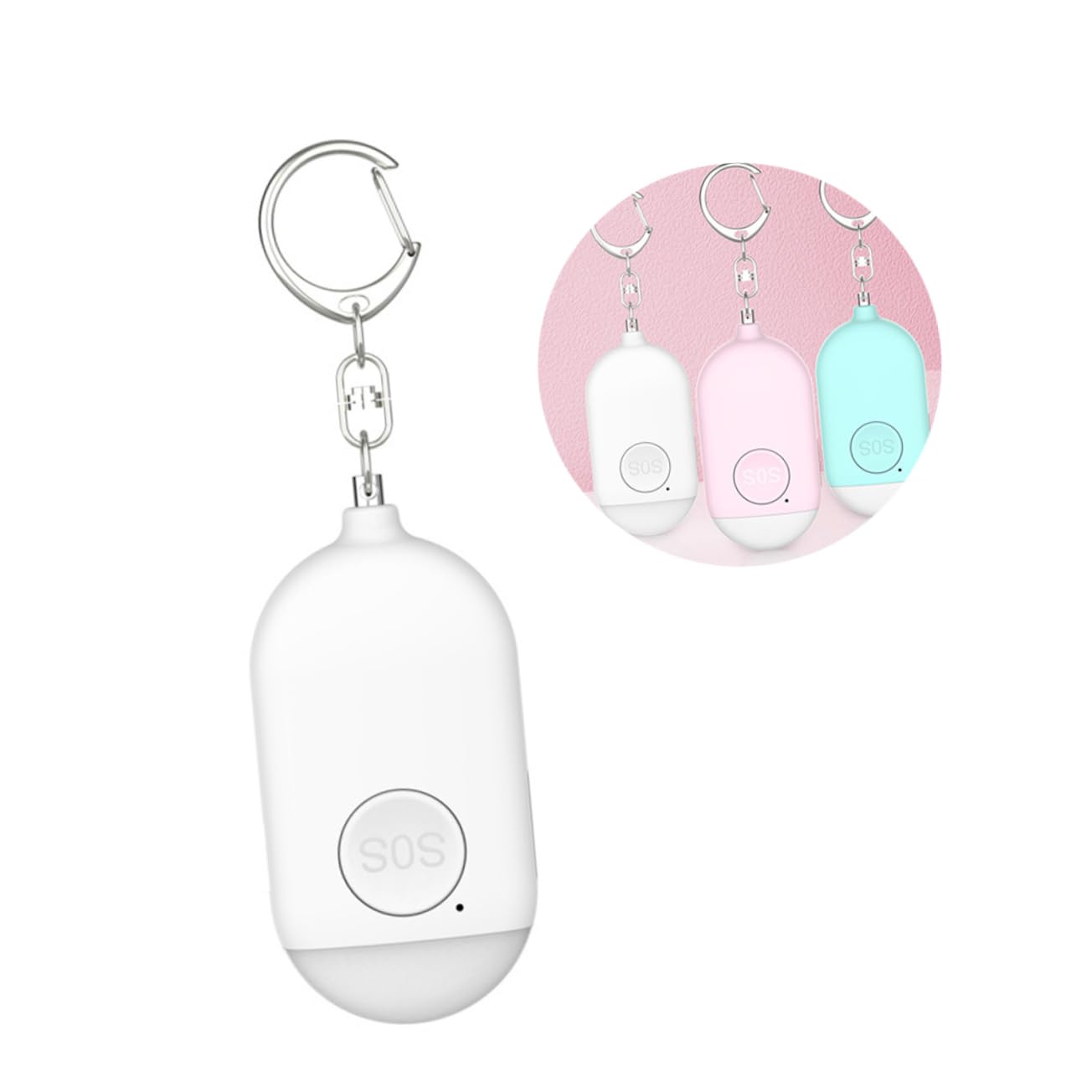 jojofuny 3pezzi Allarme Personale Di Sicurezza Con Torcia Led Dispositivo Di Emergenza Compatto Per Donne Jogger e Persone Anziane Kit Di Sicurezza Portatile Per Protezione Personale Bianco
