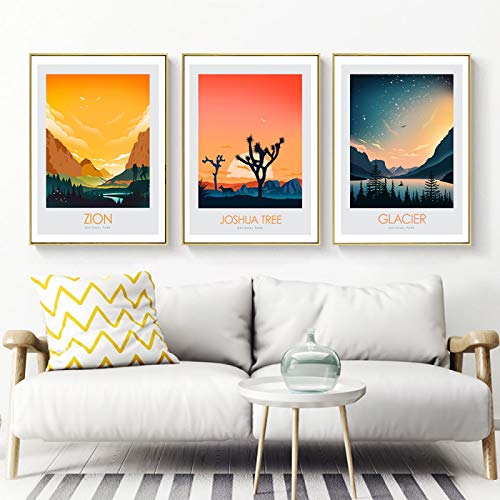 Impression glacier nordique haute définition sur toile triptyque moderne Zion pour grand salon