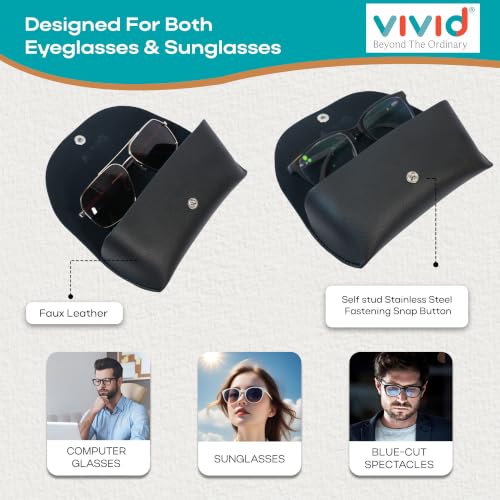 Image of VIVID Unisex Specs Snap Button Eyewear Dabbi Faux Leather Soft Case Cover