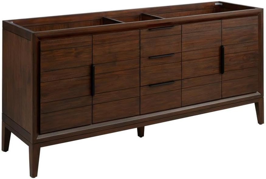 Signature Hardware 482479 Aliso 72" Freestanding Teak Double Basin Vanity - Cabinet Only - Less Vanity Top - Java