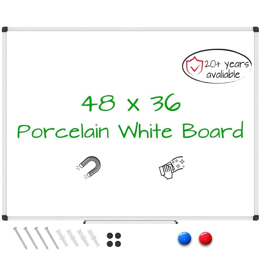 ホワイト ボックス Porcelain Wall-Mounted Dry Erase Whiteboard | Luxor