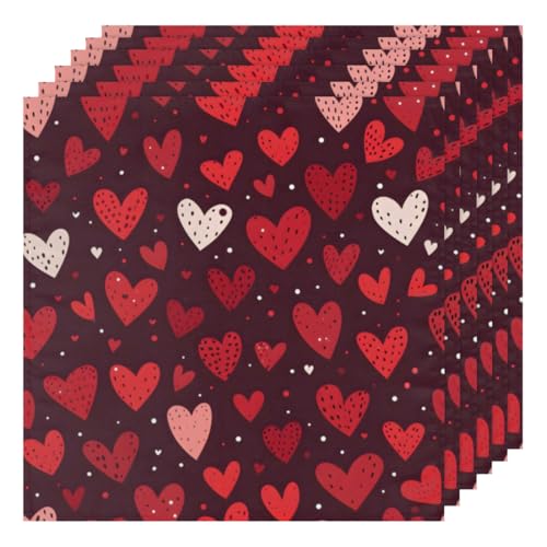 Servilletas de tela Red Love Holiday set x6 50.5x50.5 cm miniatura 1