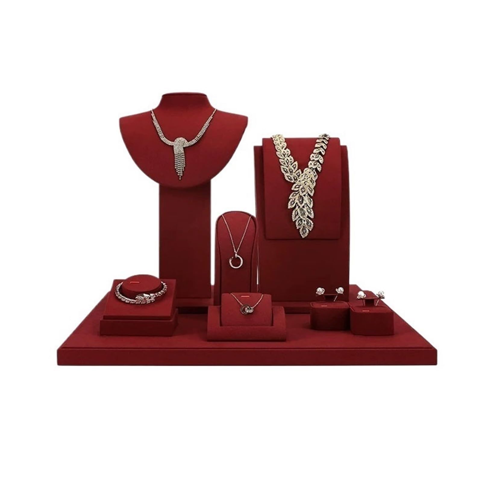 WANGHAI-666 Jewelry Rack Microfiber Jewelry Display Stand Set for Necklaces Bracelet Earrings