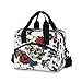 BIGJOKE, borsa termica riutilizzabile, con teschio e rosa stampata, borsa per il pranzo, ufficio, spiaggia, picnic, escursionismo, porta pranzo con tracolla regolabile, per adulti, adolescenti e donne