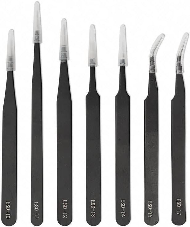 PRISMATIC POWDERS® Anti-Static Tweezer 7 Pcs Set - (SE-466)