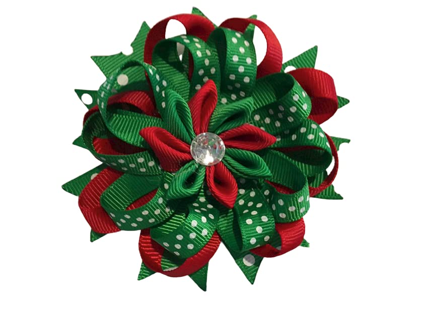 Grosgrain Ribbon Hair Bow, Stacked Hair Bow, Flower Hair