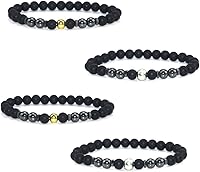 Vista 2 de Tobilleras de obsidiana negra antihinchazón para mujeres y hombres, ajustable, pulsera de tobillo de obsidiana negra, pulseras de terapia