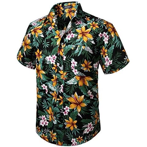 HISDERN Men's Funky Hawaiian Floral Shirt Cover