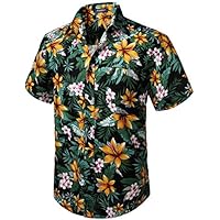 HISDERN Camisa Hawaiana para Hombre Funky Flores de Verano