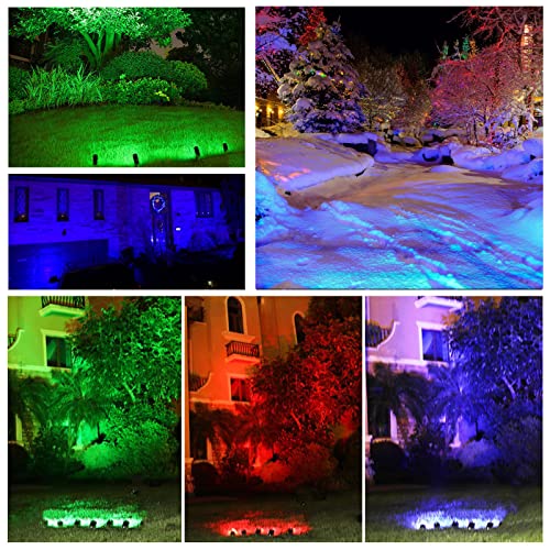 Zodic Color Changing Spotlights Outdoor, 12W Multi-Color & Adjustable 36 Led Ip66 Waterproof Garden Pathway Lights Walls Trees Spotlights With Spike Stand-Set Of 4 #TOP1