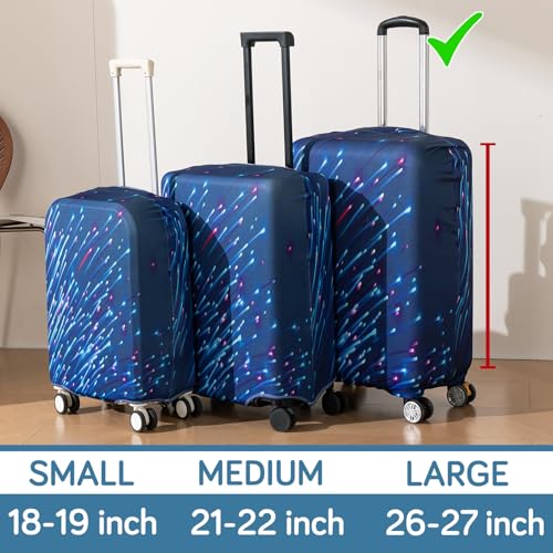 Image of HOKIPO 220gsm Durable and Washable Suitcase Covers for Trolley Suitcase, Large (26-27inch) - Cosmic Streaks (AR-6345-D18)