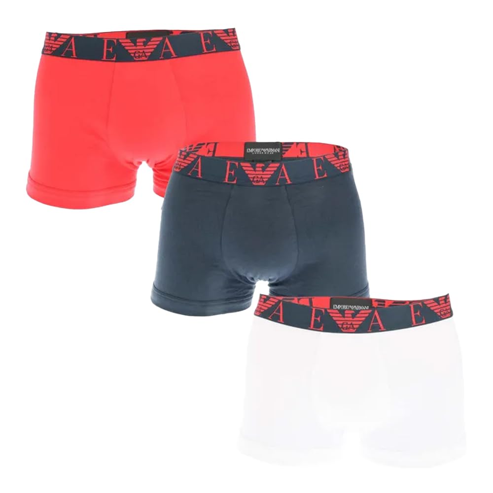 Emporio Armani Mens Boxer Shorts (Pack of 3) (L) (White/Black/Red)