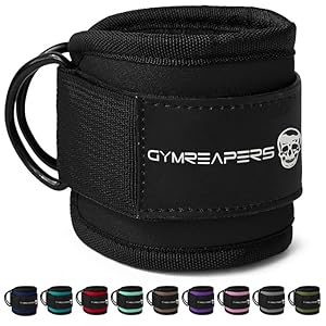 Gymreapers Ankle Straps (Pair) For Cable Machine Kickbacks, Glute Workouts, Lower Body Exercises – Adjustable Leg Straps with Neoprene Padding