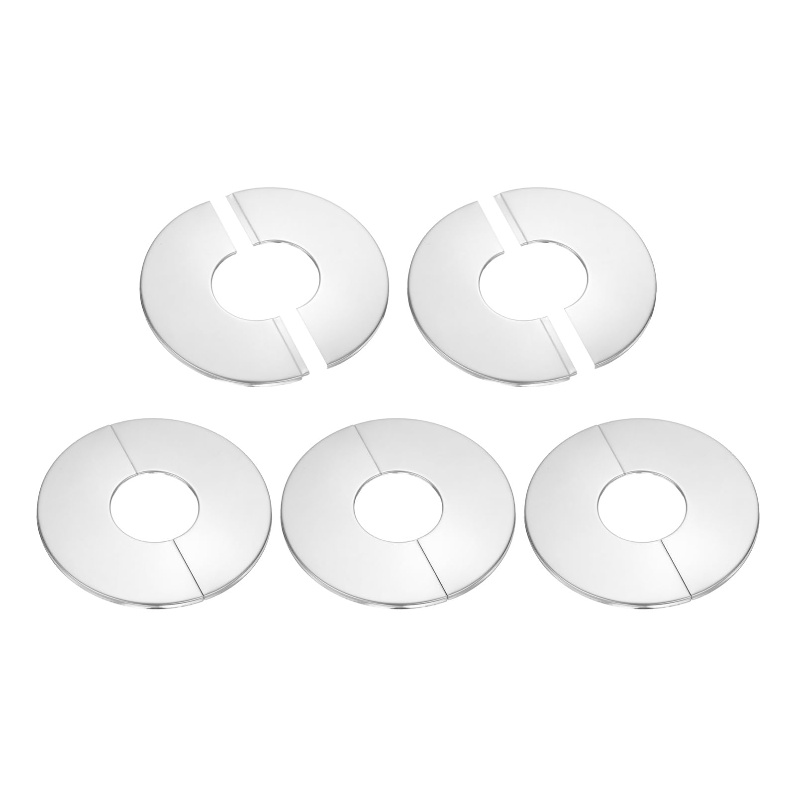 uxcell 5Pcs Wall Split Flange, Self Adhesive Round Escutcheon Plate Stainless Steel Wall Hole Decoration Cover 5.5mm Height for 52mm Dia Pipes Toilet Water Drain Faucet