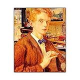 George Owen Wynne Apperley bilder auf leinwand'Self-Portrait' auf Leinwanddruck .wandbilder wohnzimmer modern 30x42cm(11.8x16.6in) rahmenlos